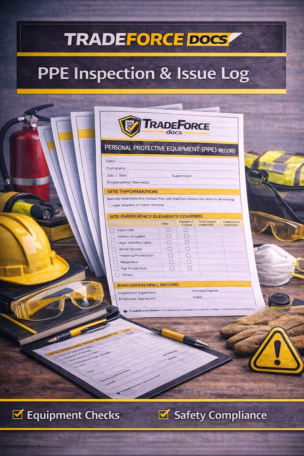 Personal Protective Equipment (PPE) Inspection & Issue Log - Safety Compliance PDF